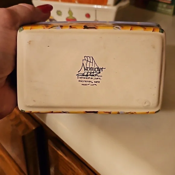 #203 Nantucket Loaf Pan Beige Ceramic Stoneware Mini Bakeware- Various Patterns - Picture 4 of 6